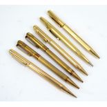 A small collection of rolled gold and gold plated propelling pencils including some Yard-O-Led (6).