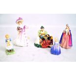 Five Royal Doulton figures; HN2145 'The Wardrobe Mistress', HN3626 'Lily', HN2003 'Bess' (af),