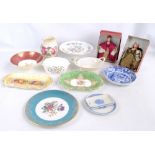 A small of various ceramics including an Aynsley fruit decorated sandwich serving plate,