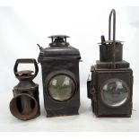 A collection of British Railway lamps including the Adlake non-sweating lamp for British Midland,