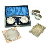 A small group of various silver items comprising a 'Punch' pin dish, Deakin & Francis,