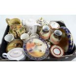 A collection of various ceramics, mainly coffee ware, also camel ware vases, bowl,