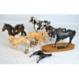 A group of seven Beswick animals including Black Beauty and foal (af), horse, blue tit,