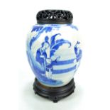 A Chinese porcelain ginger jar decorated with figural landscape, height 22.