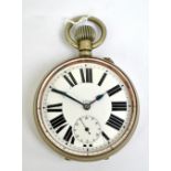A circa 1900 silver plated crown wind Goliath open face pocket watch,