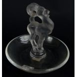 LALIQUE; a 'Mouflon' pin dish, scratched signature to base, also bearing original sticker,