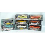 Seven boxed Ertl American Muscle Series 1:18 scale models including collectors editions 1955 Chevy