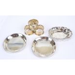 A small group of variously hallmarked silver items comprising a pair of circular coasters,