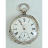 JOHN MYERS & CO; a Victorian silver fob watch with Roman dial and subsidiary second dial,
