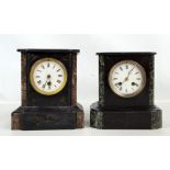 Two black slate mantel clocks (one af) (2).