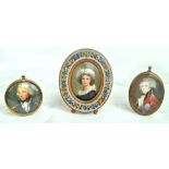 A 19th century porcelain miniature oval portrait depicting young lady, unsigned, 8.