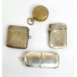 A late Victorian hallmarked silver combination sovereign case and vesta case (hinge section for