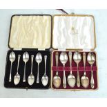 TRAVIS, WILSON & CO LTD; a cased set of six George VI hallmarked silver coffee spoons,