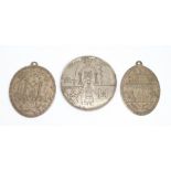 Three Masonic white metal pendants/jewels, 18th/19th century,