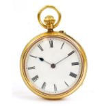 A late Victorian 18ct gold crown wind pocket watch,