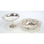 S BLANCKENSEE & SON LTD; a George V hallmarked silver lobed oval dish with pierced sides,