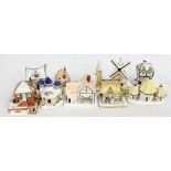 A collection of Coalport model houses and churches including a beehive cottage (10).