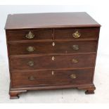 A 19th century walnut chest of two short over three long drawers on bracket feet, width 103cm.