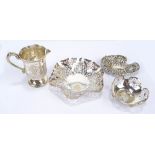 WITHDRAWN Three variously hallmarked silver pin dishes including a hexagonal example,
