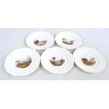A set of five 19th century cabinet plates, all titled with views including 'Washington House',