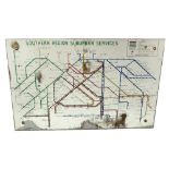 RAILWAY INTEREST; a Southern Regions Suburban Services mirrored map, 40.5 x 61cm.