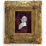 A gilt framed white metal bust portrait of a gentleman, inscribed 'J Herbert fecit', glazed,