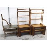 A pair of 1950s oak Art Deco style bedside cabinets with shelf drawers, 46 x 62cm,