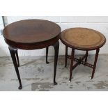 A Victorian walnut inlaid circular side table on turned supports and gallery cross stretcher to