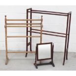 An Edwardian mahogany inlaid towel rail,