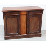 A Victorian mahogany two-door chiffonier base with arched panel doors,