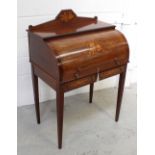 A mahogany inlaid secretaire bureau,