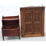 A 19th century mahogany metamorphic commode as a bow-front bedside cabinet,