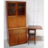 A c1950s drop-leaf trolley with lower shelf and cutlery drawer, to castors,