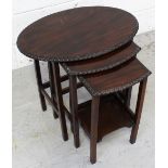 A nest of three mahogany gadrooned edge tables,