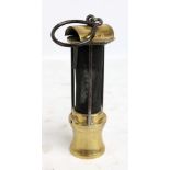 JOHN DAVIS & SON OF DERBY; a Davy miner's lamp fitted with patented gauze cap seam clamp, unmarked,