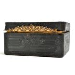 A 19th century horn rectangular box overall pressed decorated with floral sprays,