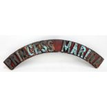 An original train or railway shed curved name plate,