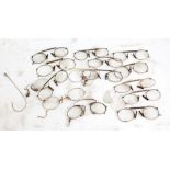 Fifteen pairs of late 19th/early 20th century yellow metal framed pince-nez,