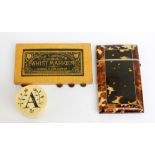 A Victorian tortoiseshell and ivory detailed rectangular card case, 9 x 5.