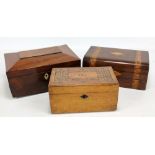 A late Victorian rectangular tea caddy, width 21cm,