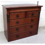 A Victorian mahogany chest of drawers, one long frieze drawer over two drawers over three drawers,