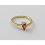 An 18ct gold ladies' dress ring set with a 'Ceylon Padparadscha' sapphire, size N, approx 2.