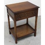 An oak Ercol 'Old Colonial' style hall table, one frieze drawer over lower shelf, 74 x 57cm.