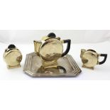 An Art Deco style tray and an Art Deco style three-piece tea service (4).