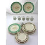 A collection of Art Deco and later Susie Cooper ceramics to include dinner plates and coffee cans