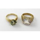 A 9cty gold 'Glacier Topaz' and diamond ring,