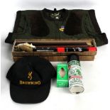 Various shooting accessories comprising a Barbour quilted shooting vest (46" - 48" Chest),