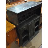 A late Victorian ebonised oak side cabinet,