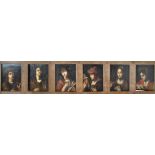 MANNER OF JAN MIEL (1599-1663); a set of six early 17th century oils on panels,