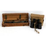 A cased monocular with stamps for Vickers Ltd and W. Ottway & Co Ltd Ealing, no.